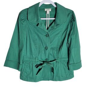 Ann Taylor Loft Peplum Chunky Button Jacket Women's Size 10 Kelly Green Preppy